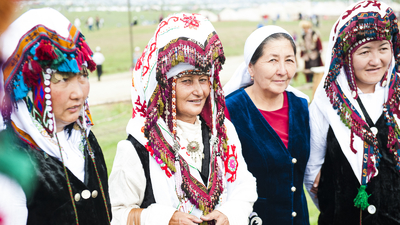 Elechek - tradicional headgear for women Word nomad Games with Baibol travel